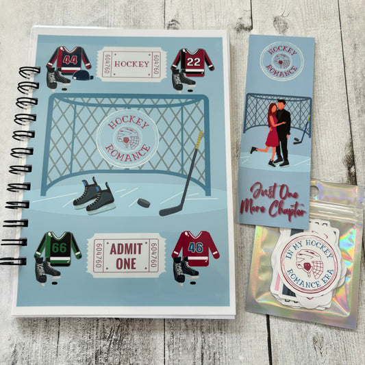 Hockey Romance Set: Reading Journal, Bookmark And Stickers