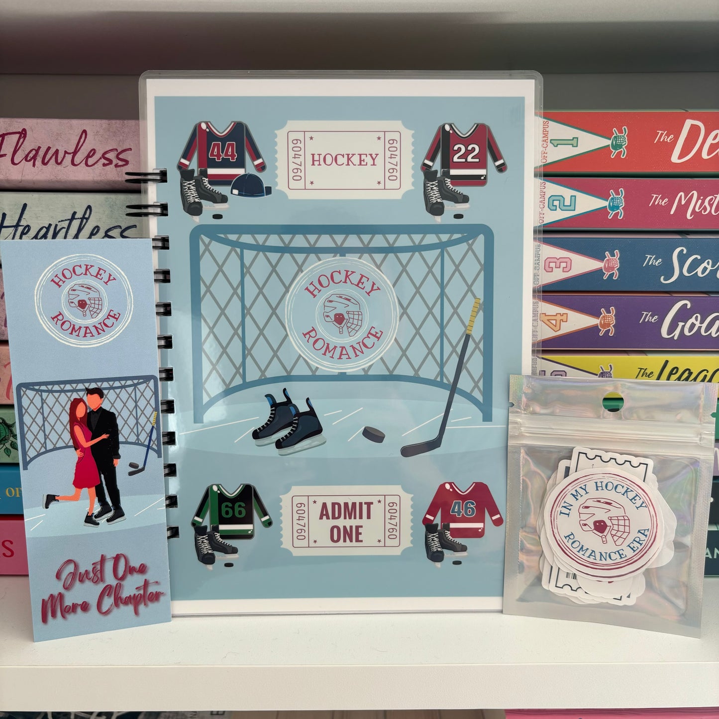 Hockey Romance Set: Reading Journal, Bookmark And Stickers